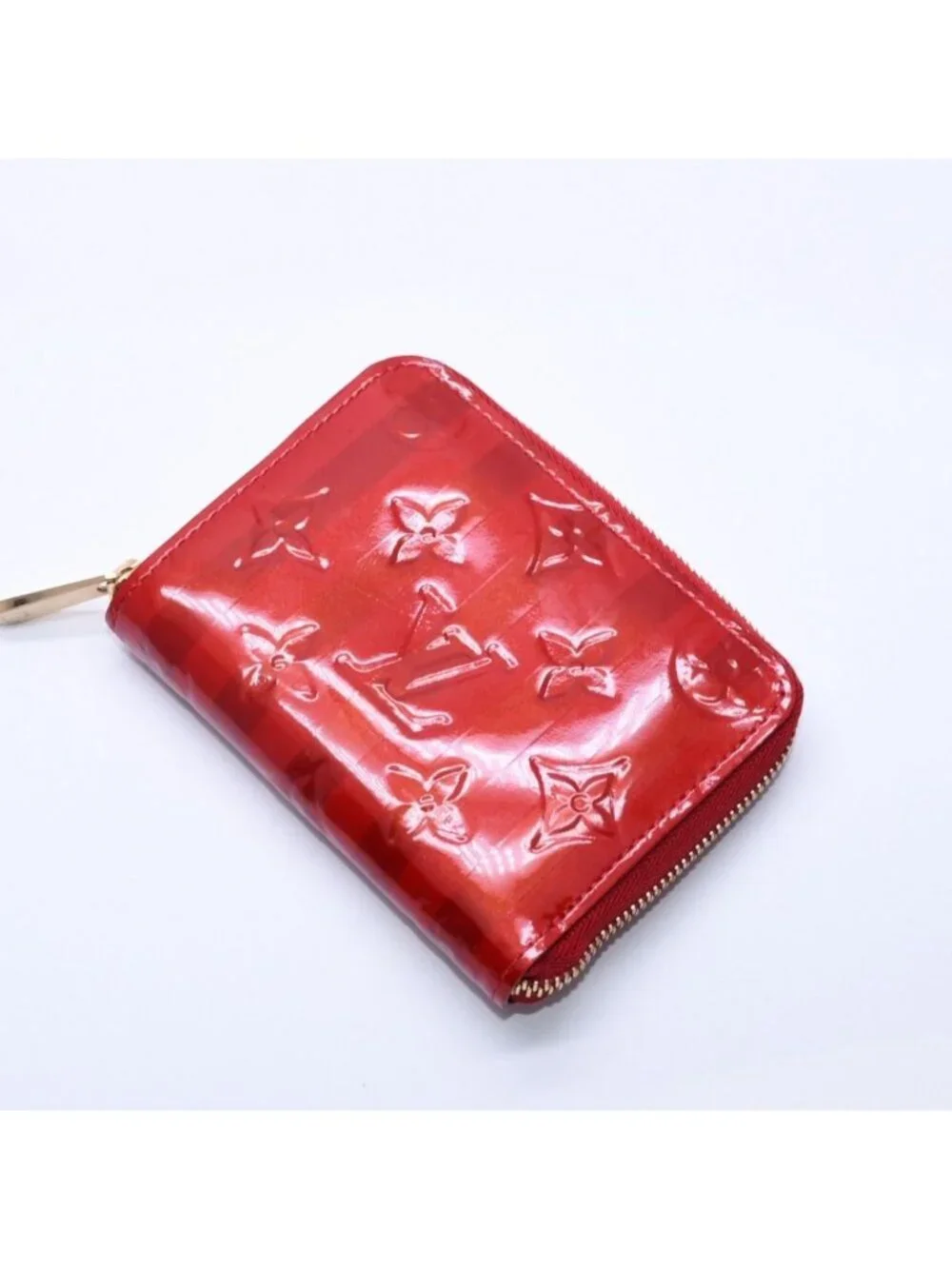 Louis Vuitton Wallet Monogram Vernis Zippy Coin Purse Pomme D'amour Gold